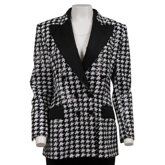 Dolce & Gabbana Runway Double Breasted Blazer IT 46 Black White Sequin Jacket - Picture 1 of 15